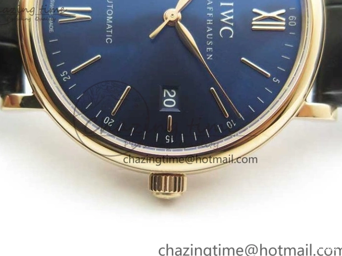 MIROTIME 0203 MoistureWicking Portofino Automatic RG IW356522 FKF 1:1 Best Edition Blue Dial on Black Croco Strap A 7109